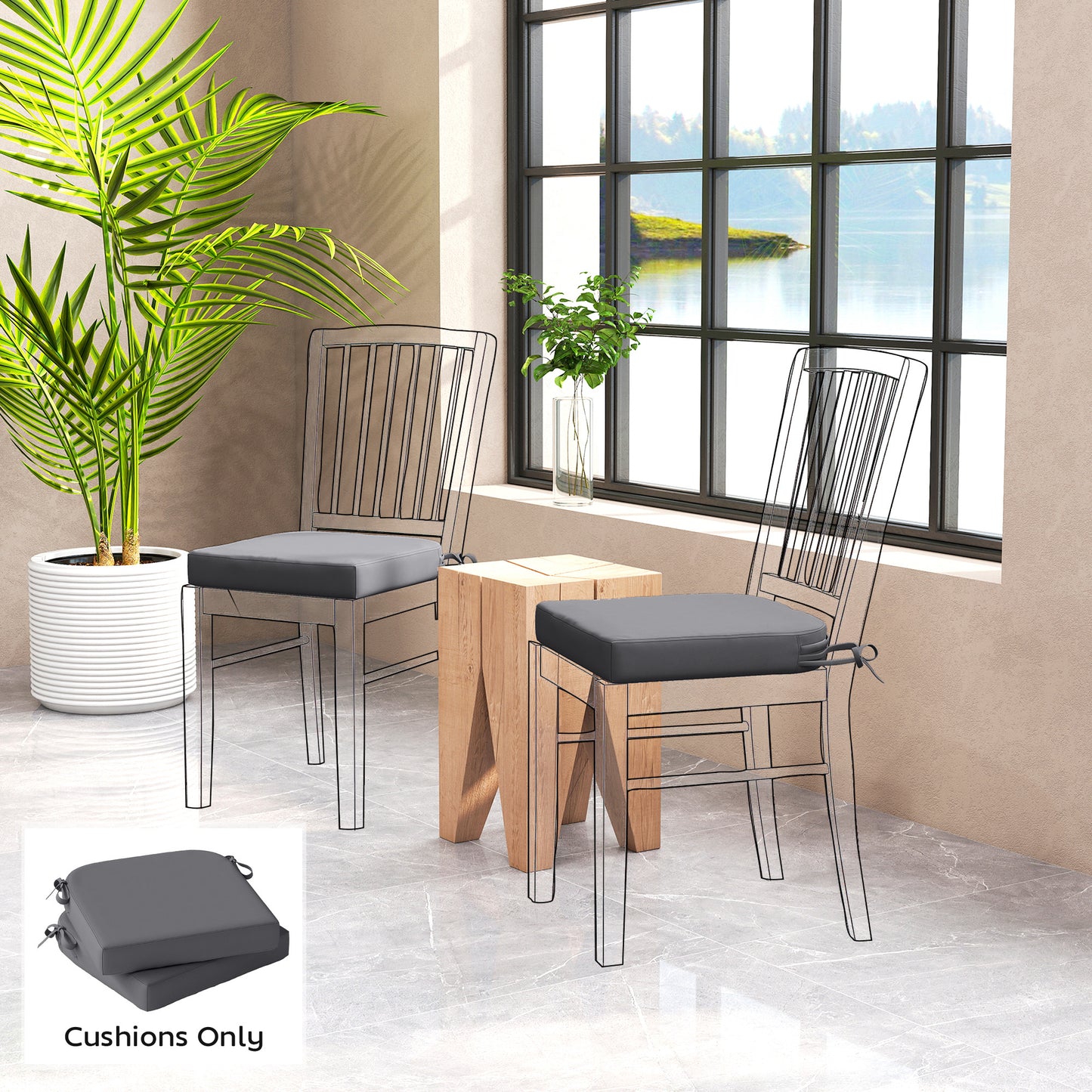 Outdoor Chair Seat Cushions Set of 2