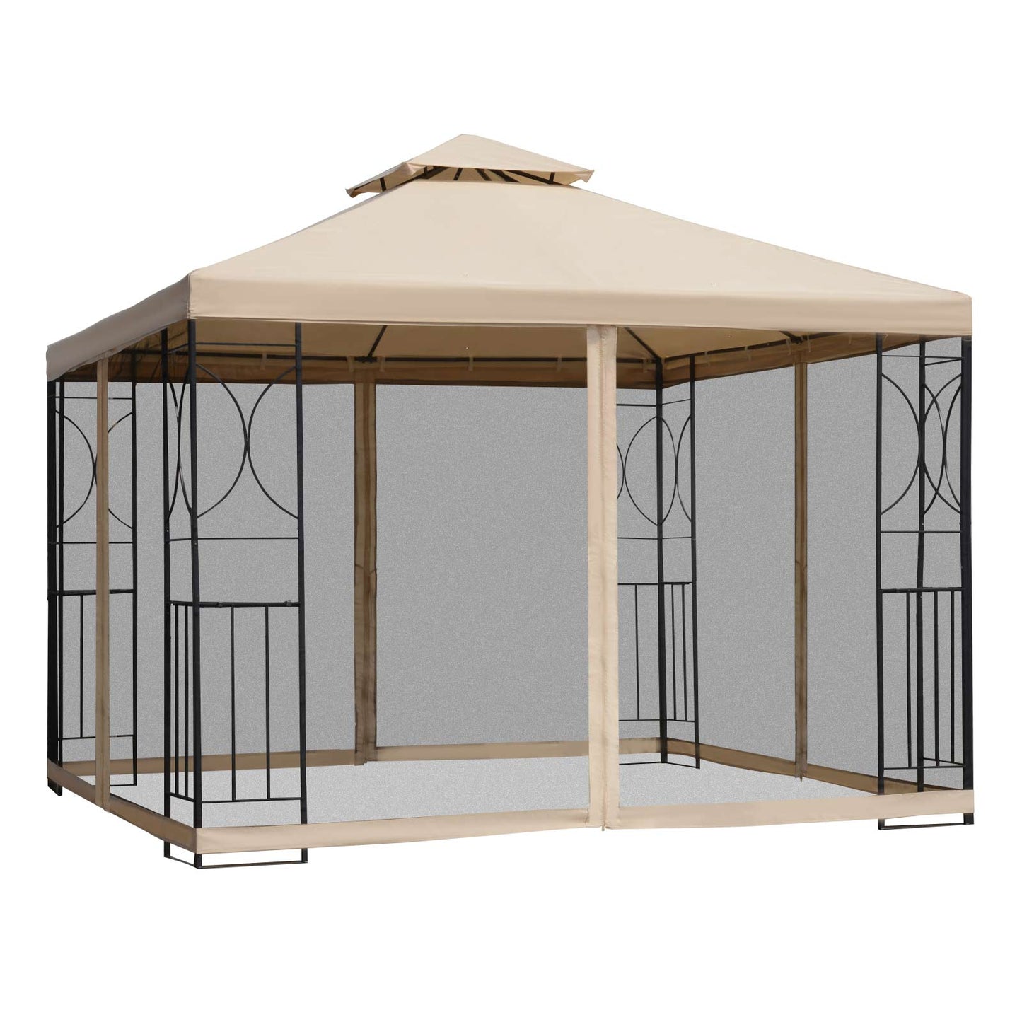 3(m) x 3(m) Garden Gazebo, Double Roof Outdoor Gazebo Canopy Shelter
