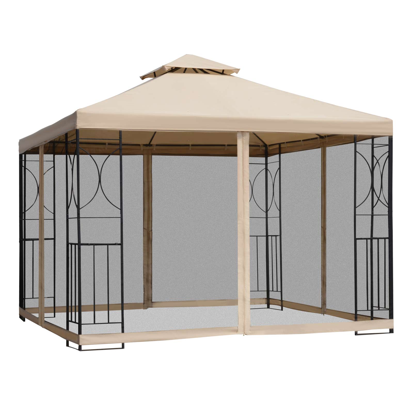 3(m) x 3(m) Garden Gazebo, Double Roof Outdoor Gazebo Canopy Shelter