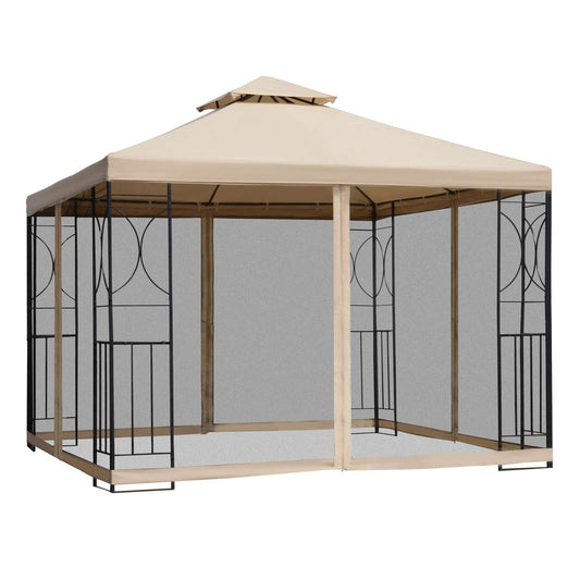 3(m) x 3(m) Garden Gazebo, Double Roof Outdoor Gazebo Canopy Shelter