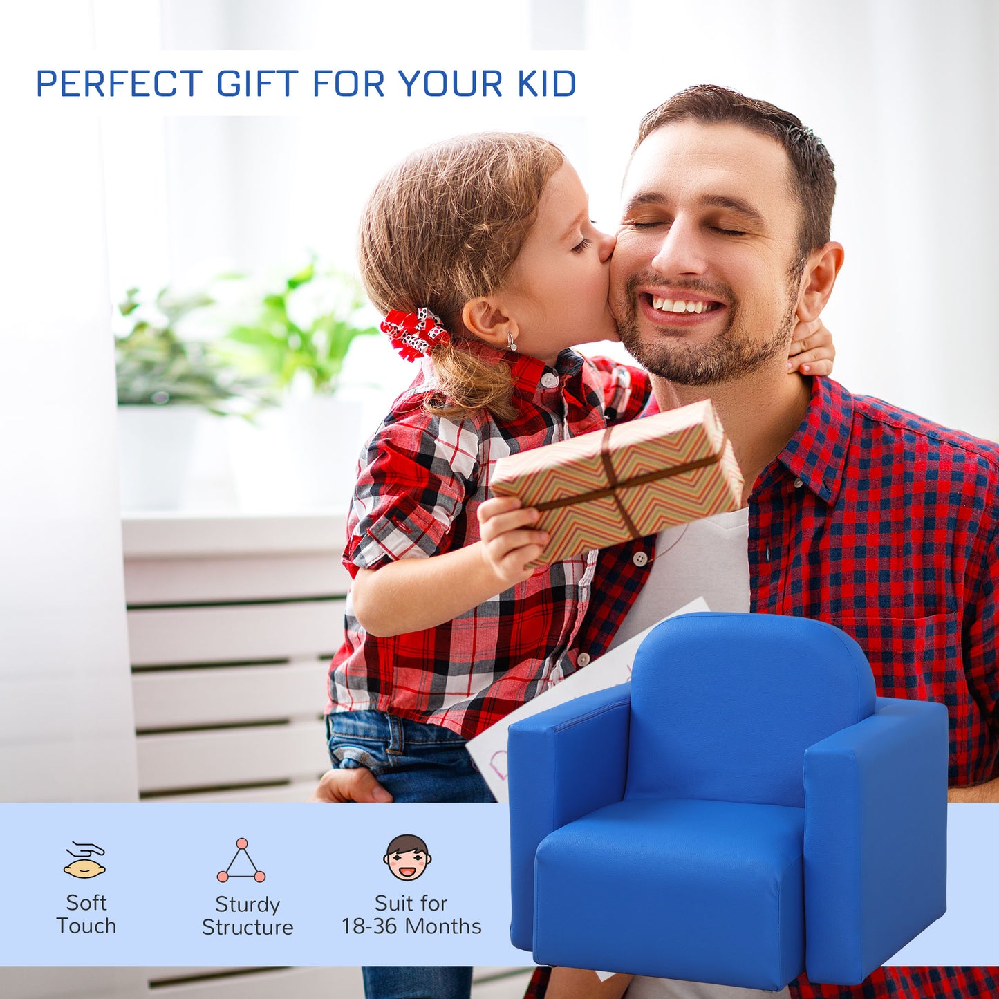 2 In 1 Toddler Sofa Chair,  48 x 44 x 41 cm, for Game Relax Playroom