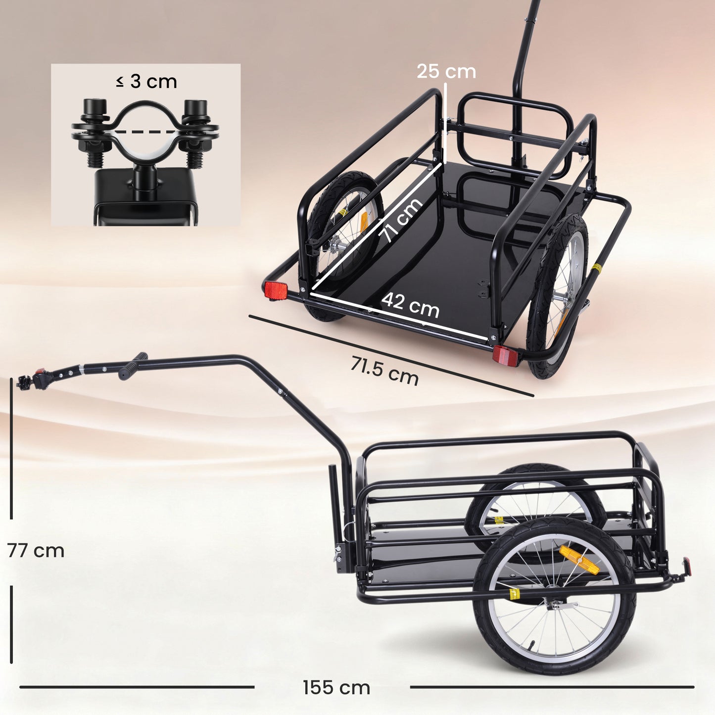 Bike Cargo Trailer Bicycle Trailer Cargo Storage Cart w/ Hitch