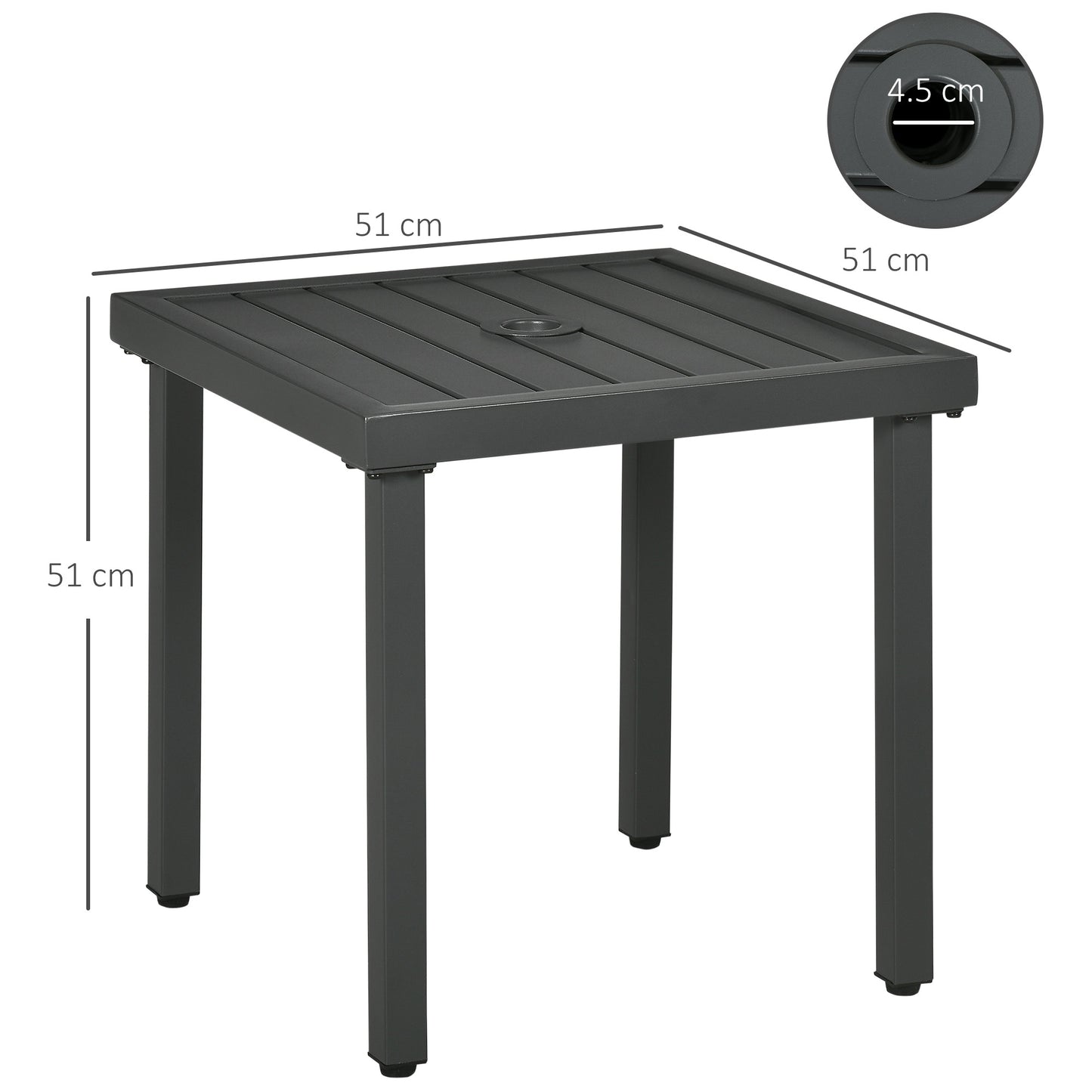 Garden Side Table, 51x51cm Square Patio Coffee Table