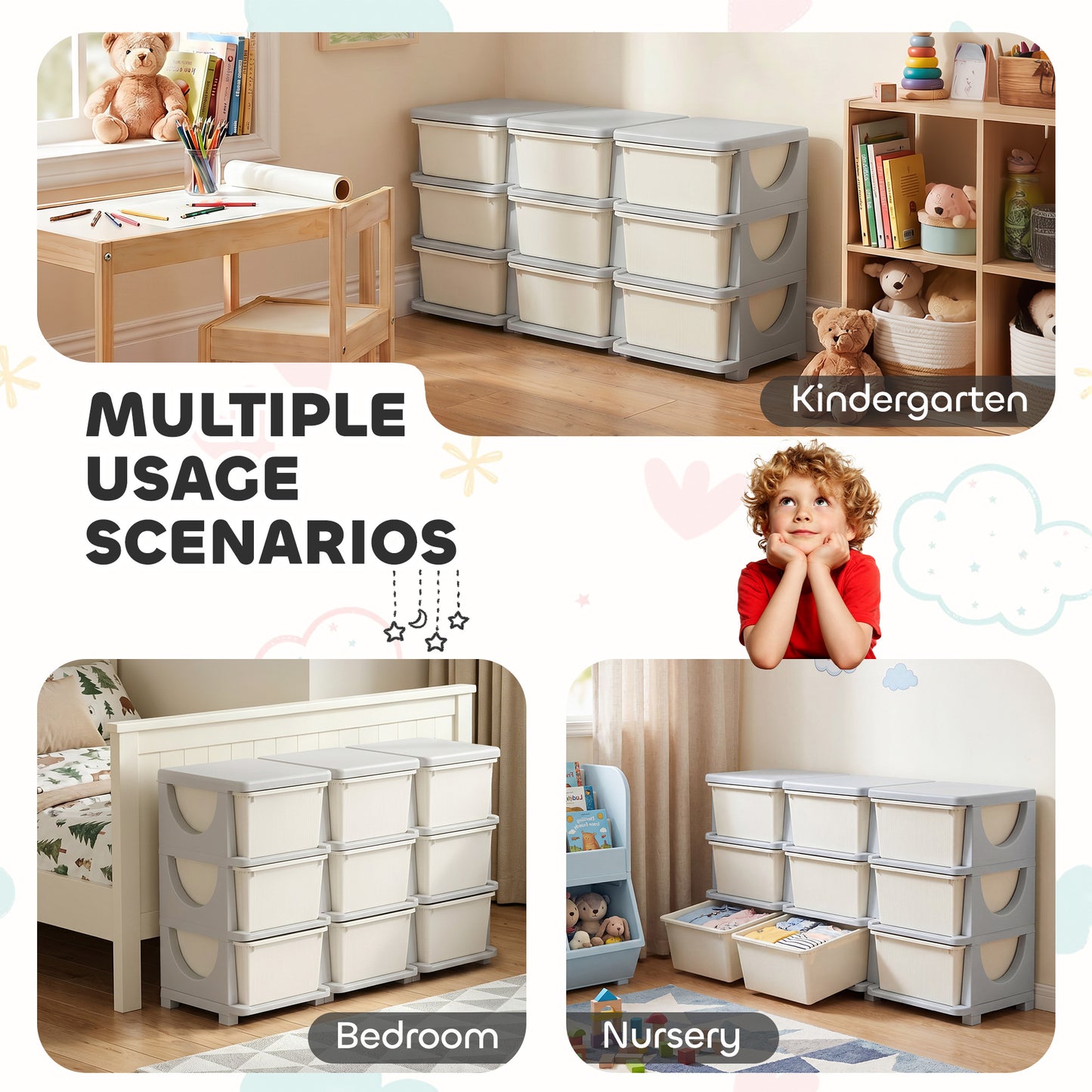 Kids Storage Unit, with Nine Drawers