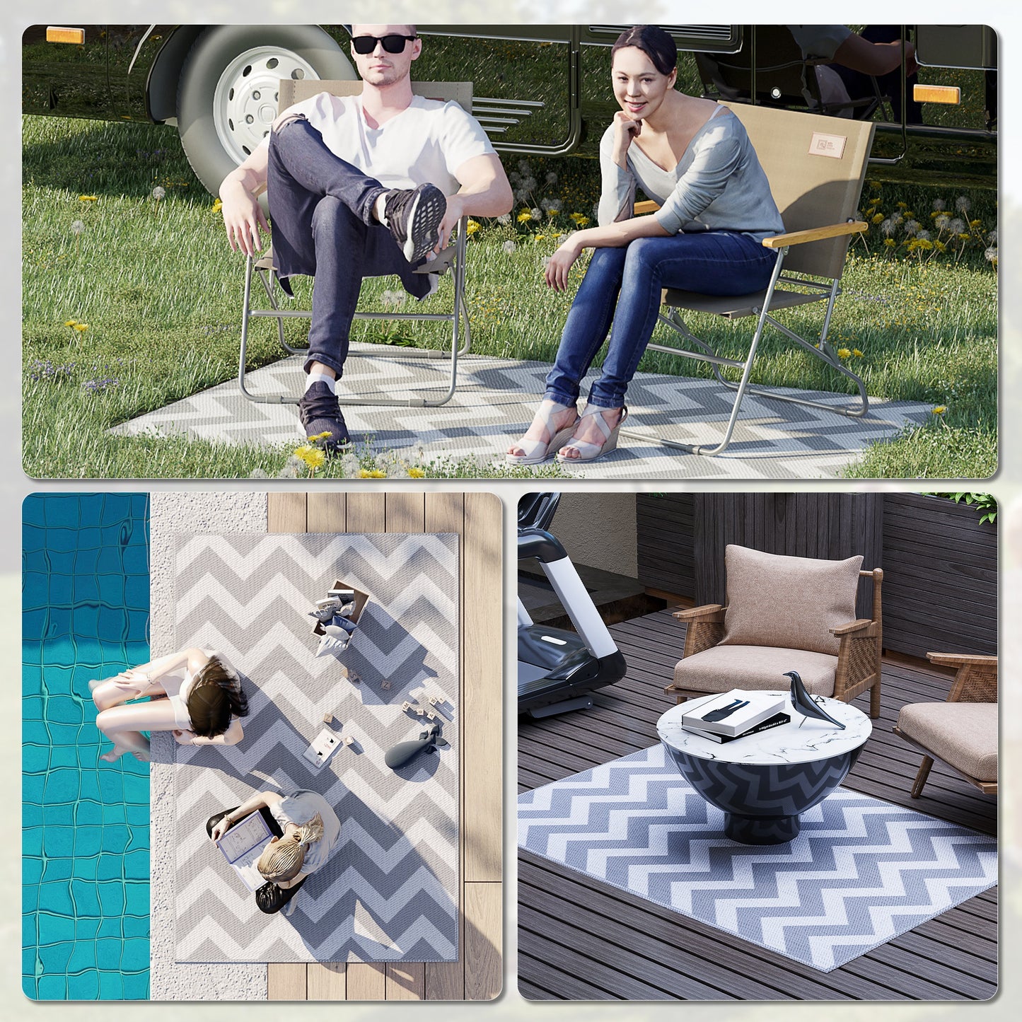121 x 182 cm(4x6ft) Outdoor Rug Reversible Mat Plastic Straw Rug