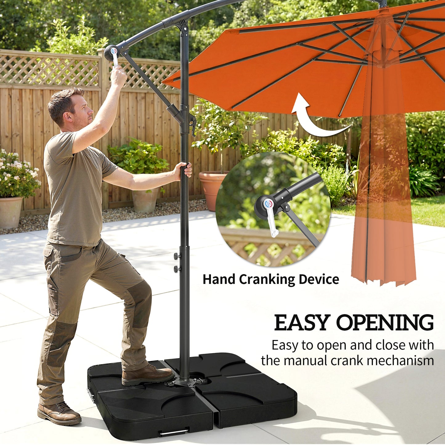 3m Overhanging Parasol, with Base, Weights and Cover
