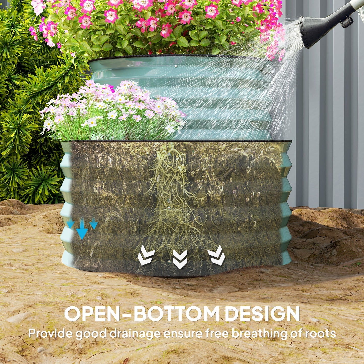 Two-Tier Galvanised Steel Garden Planter