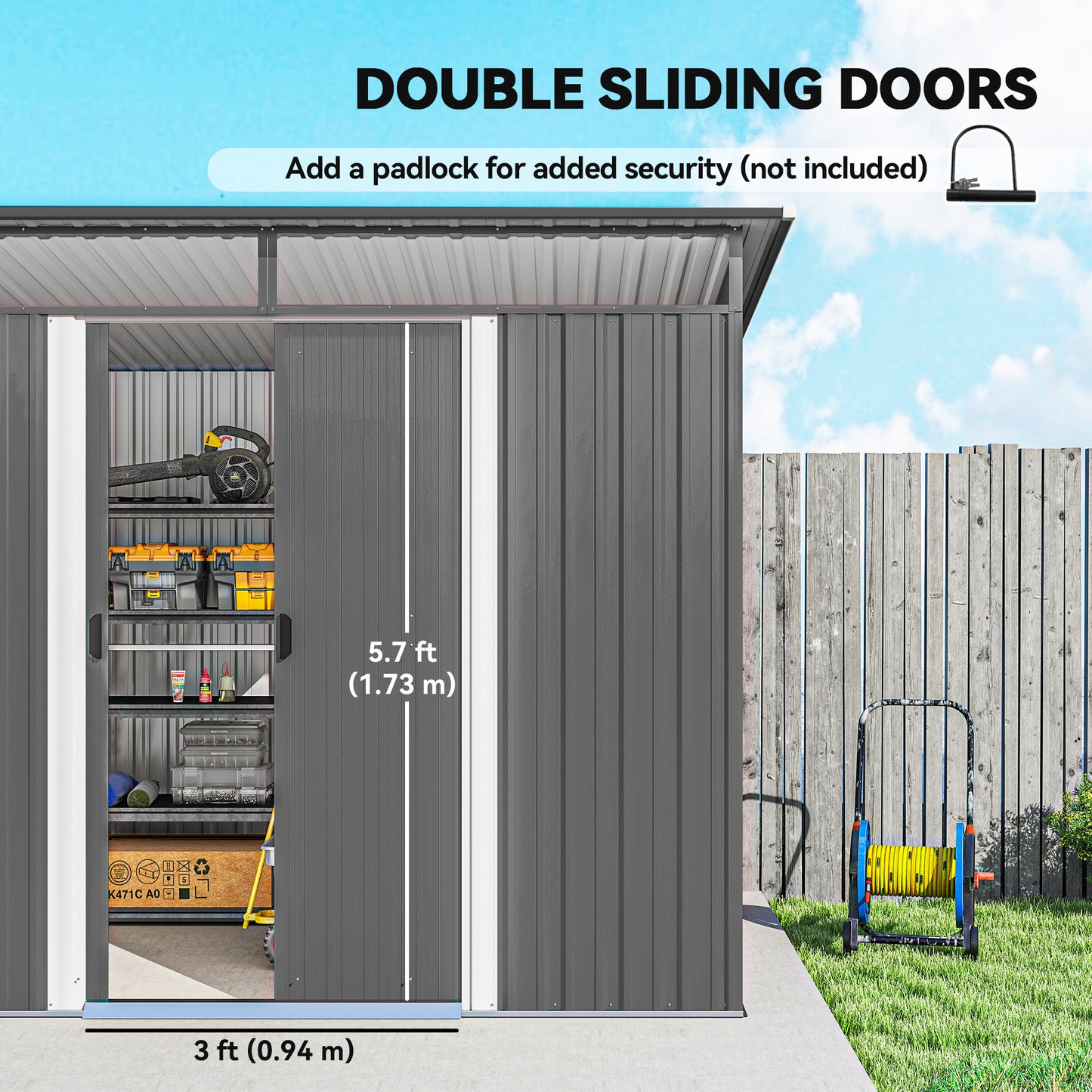 9ft x 6.5ft Garden Storage Shed with Top Window
