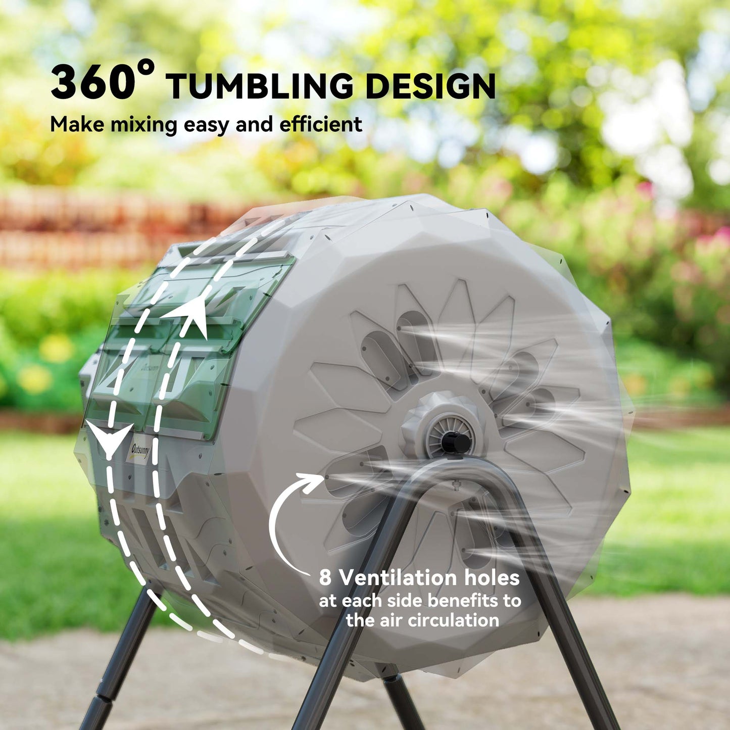 160L 360° Rotating Dual Chamber Composter