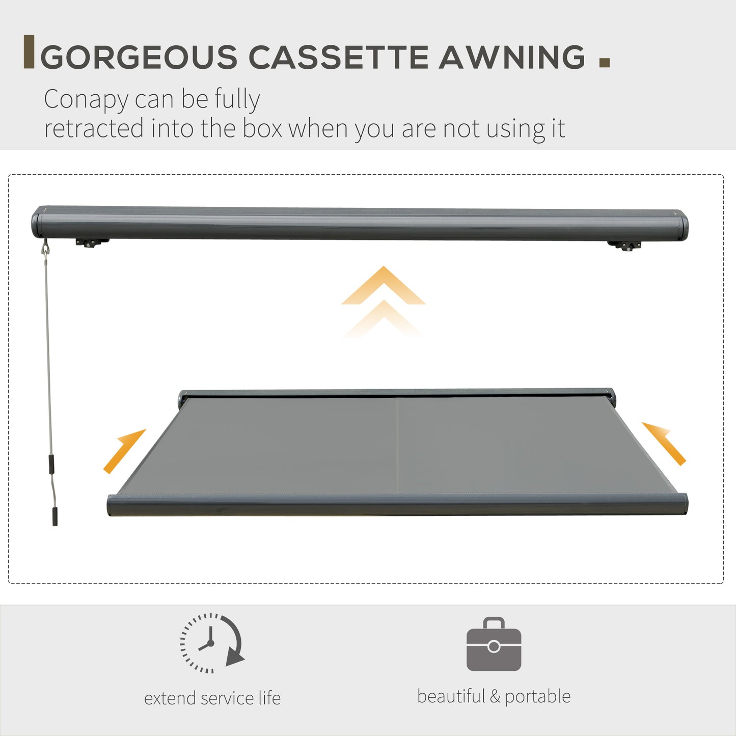 3.5 x 3m LED Light Full Cassette Case Electric Awning