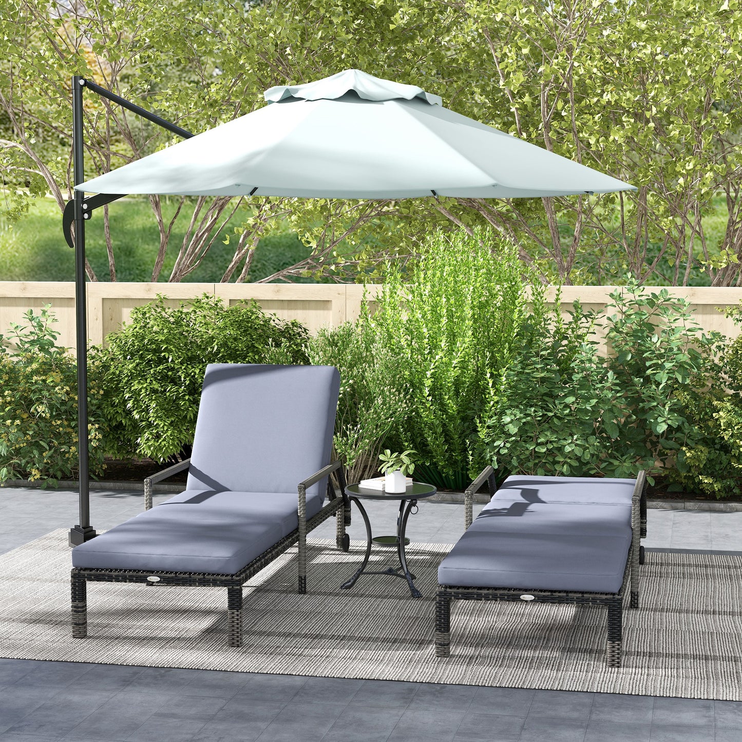 Outdoor PE Rattan Sun Lounger Set of 2 (1)