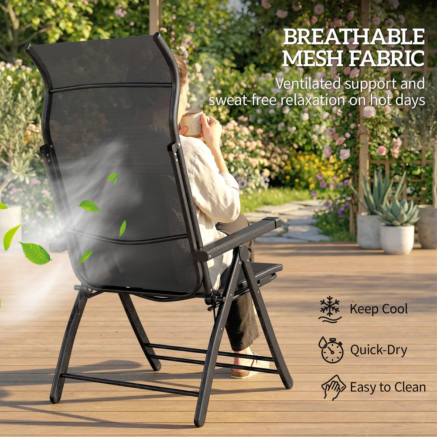 Reclining Garden Chairs Set of 2