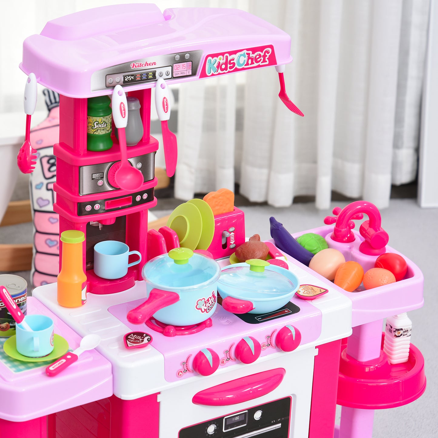 38 Pcs Kids Children Kitchen Play Set w/ Realistic Sounds Lights