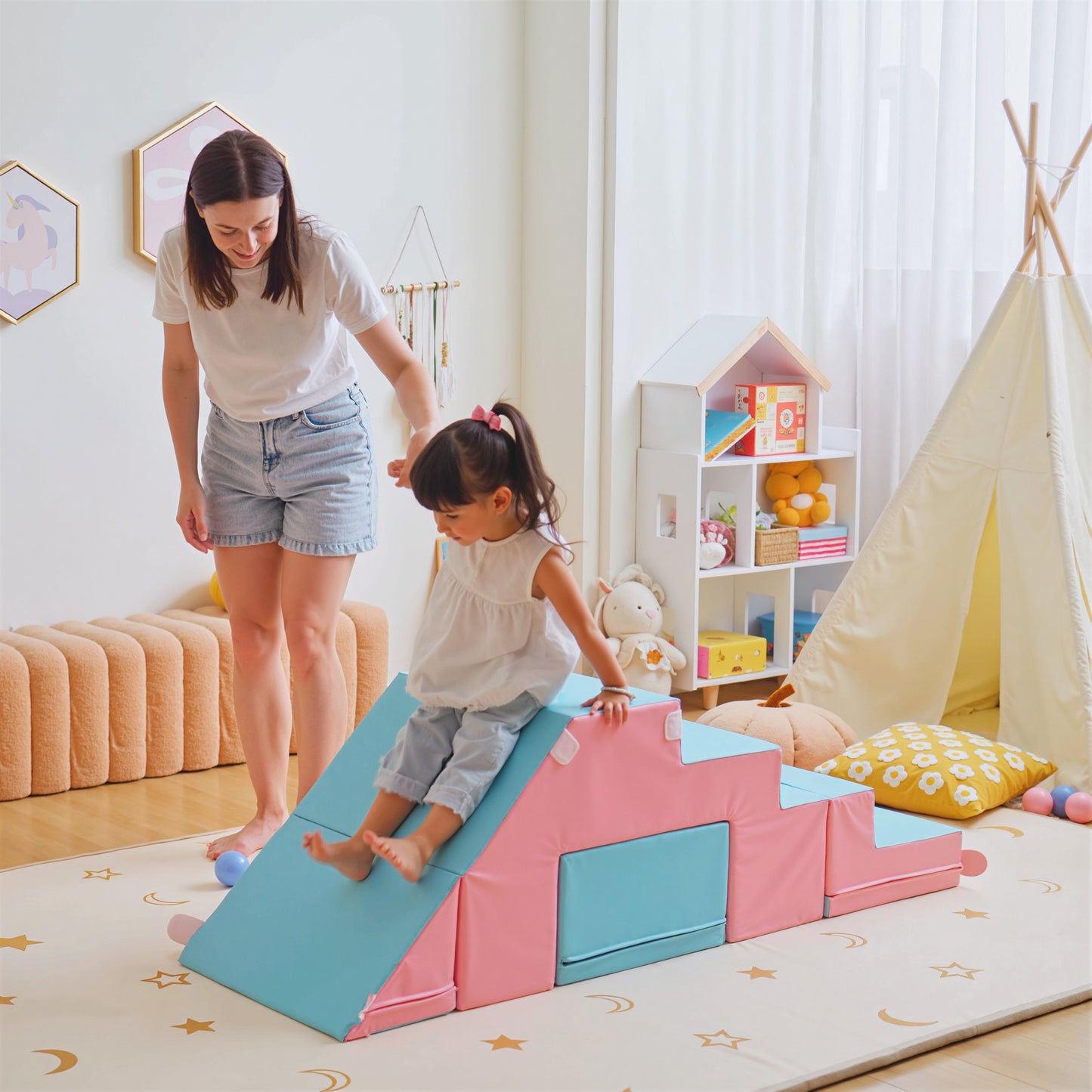 2-piece Soft Play Set, Baby Foam Climber Block for Toddler 1-3 Years