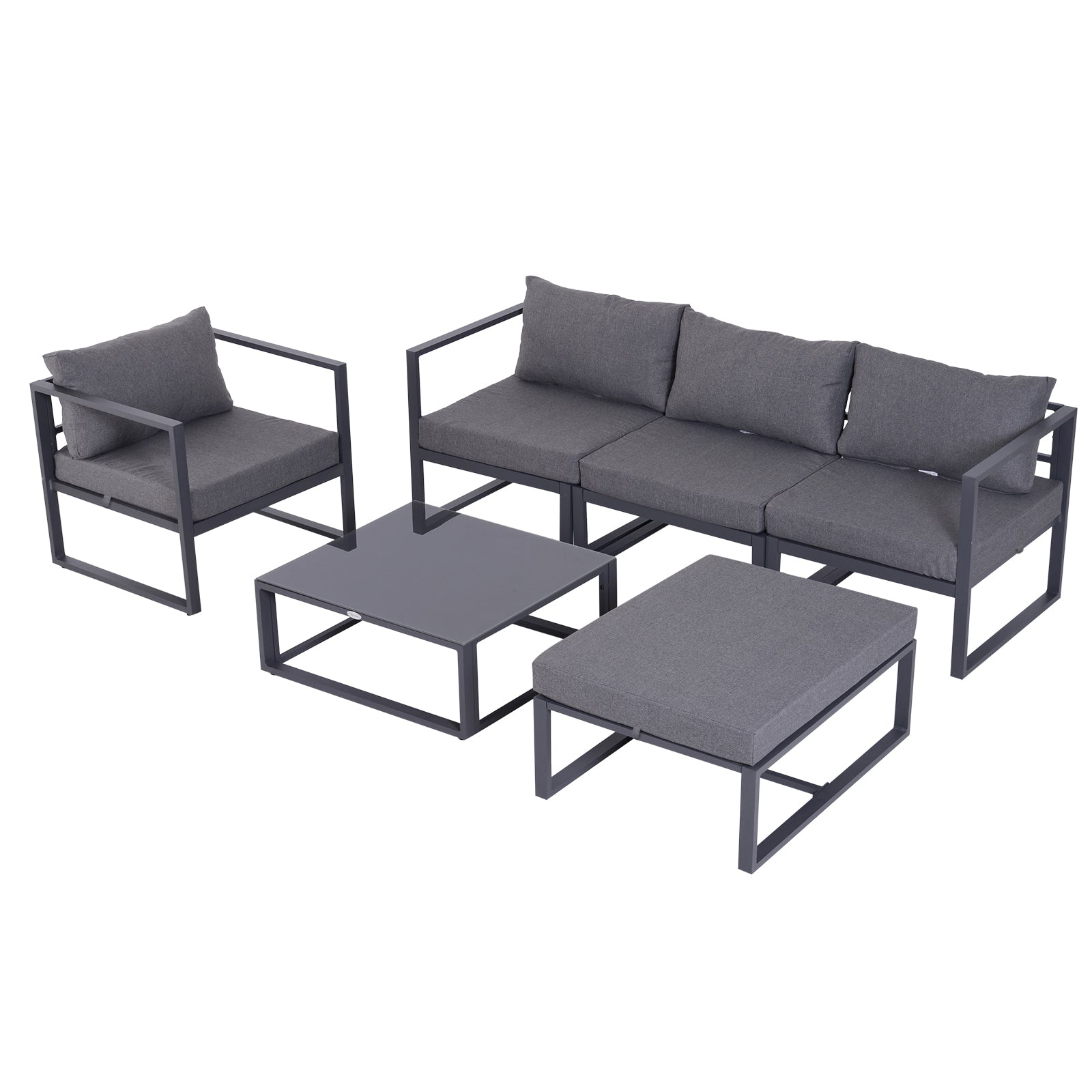 6 PCs Outdoor Indoor Sectional Sofa Set Thick Padded Cushions