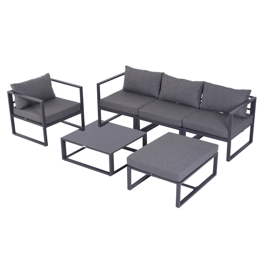 6 PCs Outdoor Indoor Sectional Sofa Set Thick Padded Cushions