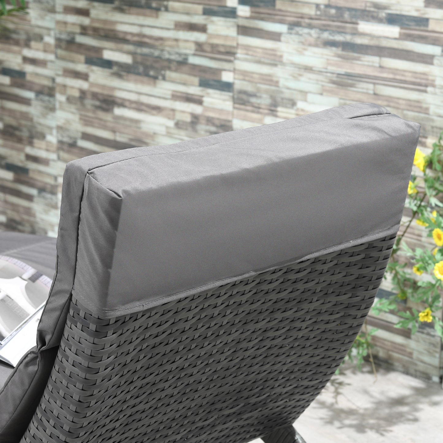 Folding Sun Lounger, PE Rattan Garden Lounger Chair