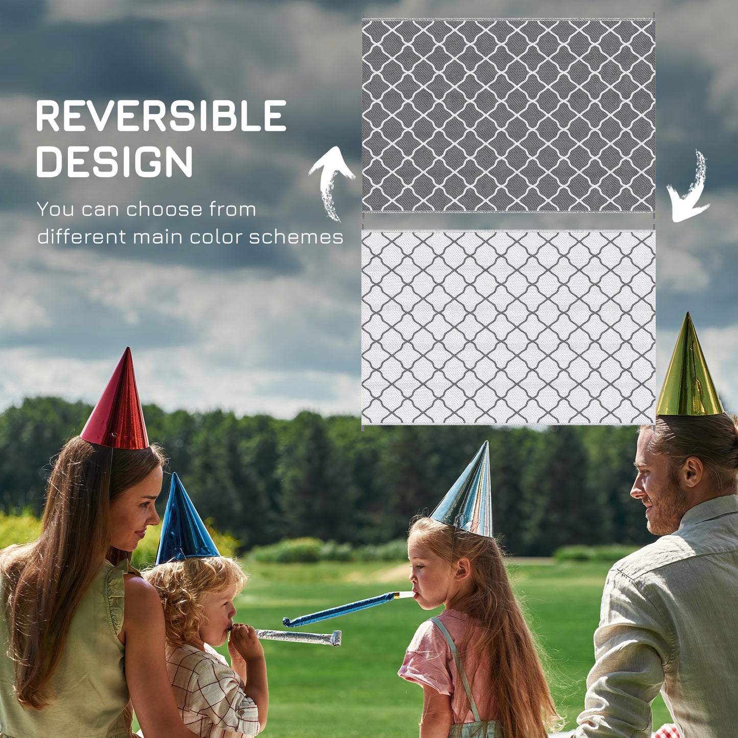 Reversible Outdoor Rug with Carry Bag