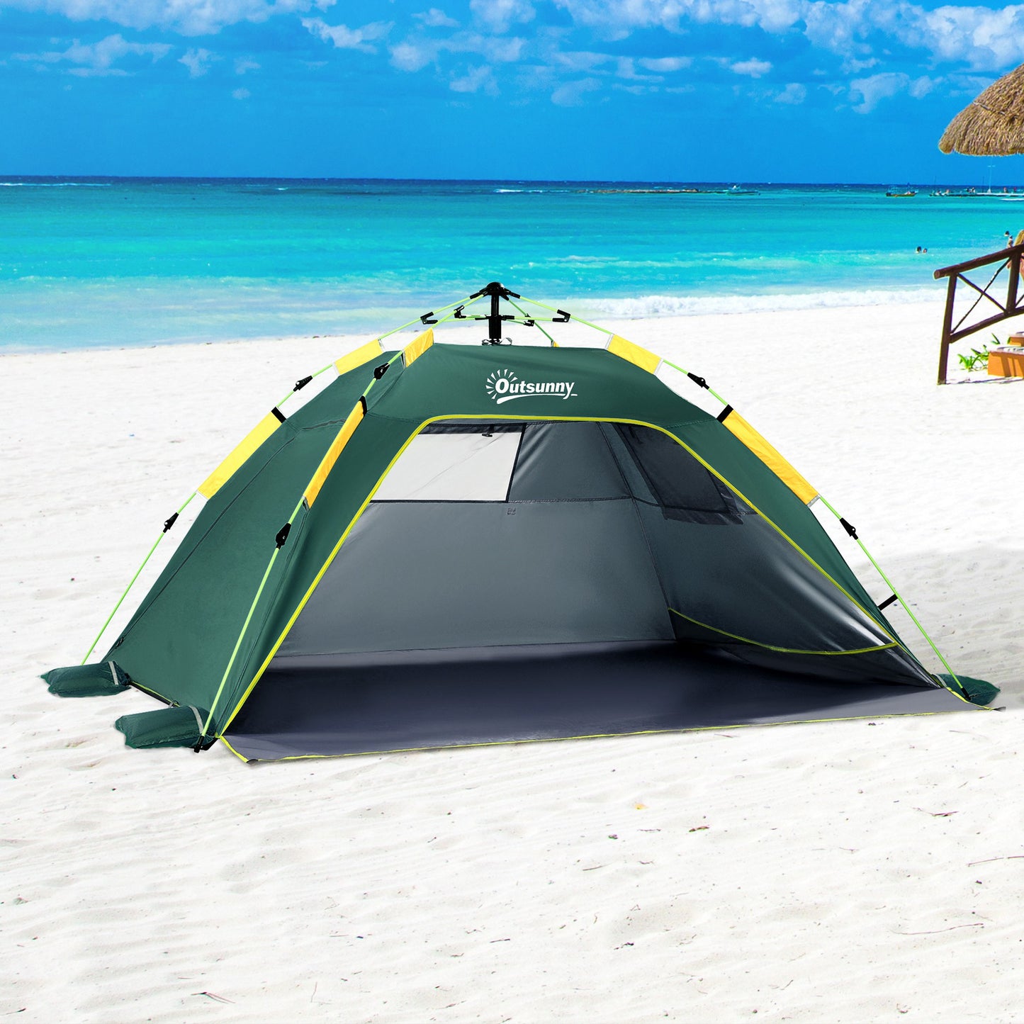 Beach Tent for 1-2 Person Pop-up Design with 2 Mesh Windows & 2 Doors