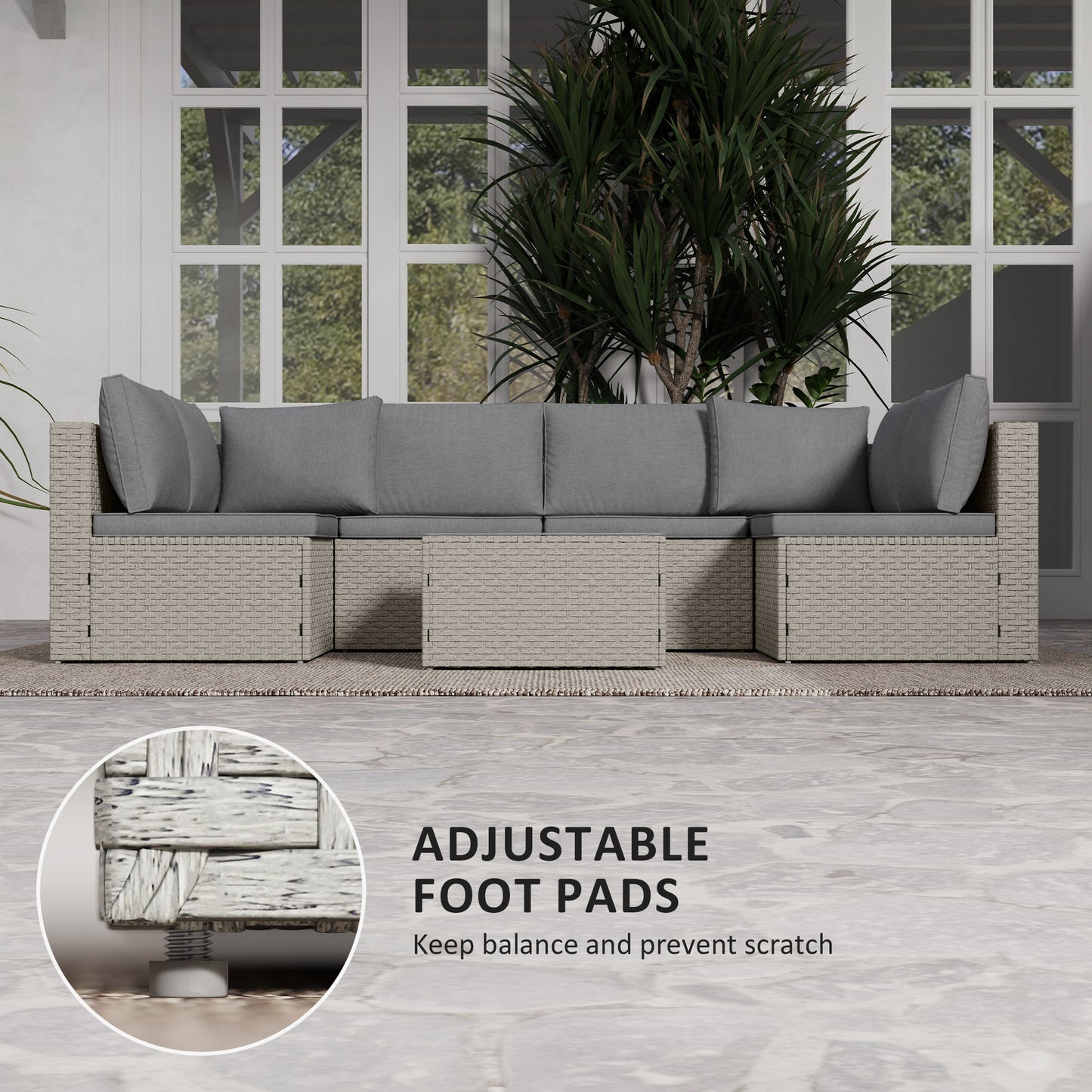 Seven-Piece Modular Rattan Set