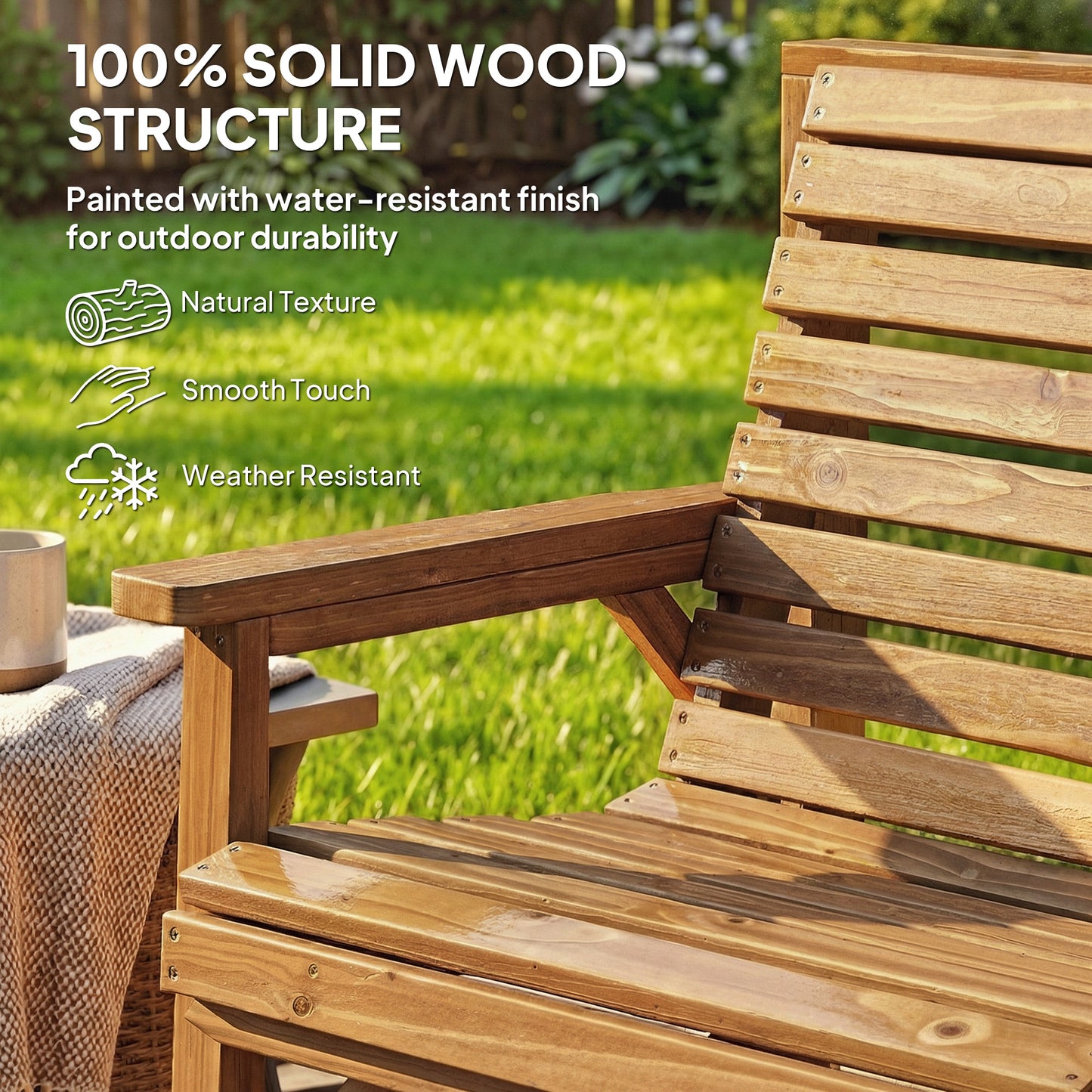 Wooden Garden Furniture Set , 1 Chair, 1 Bench and Detachable Table