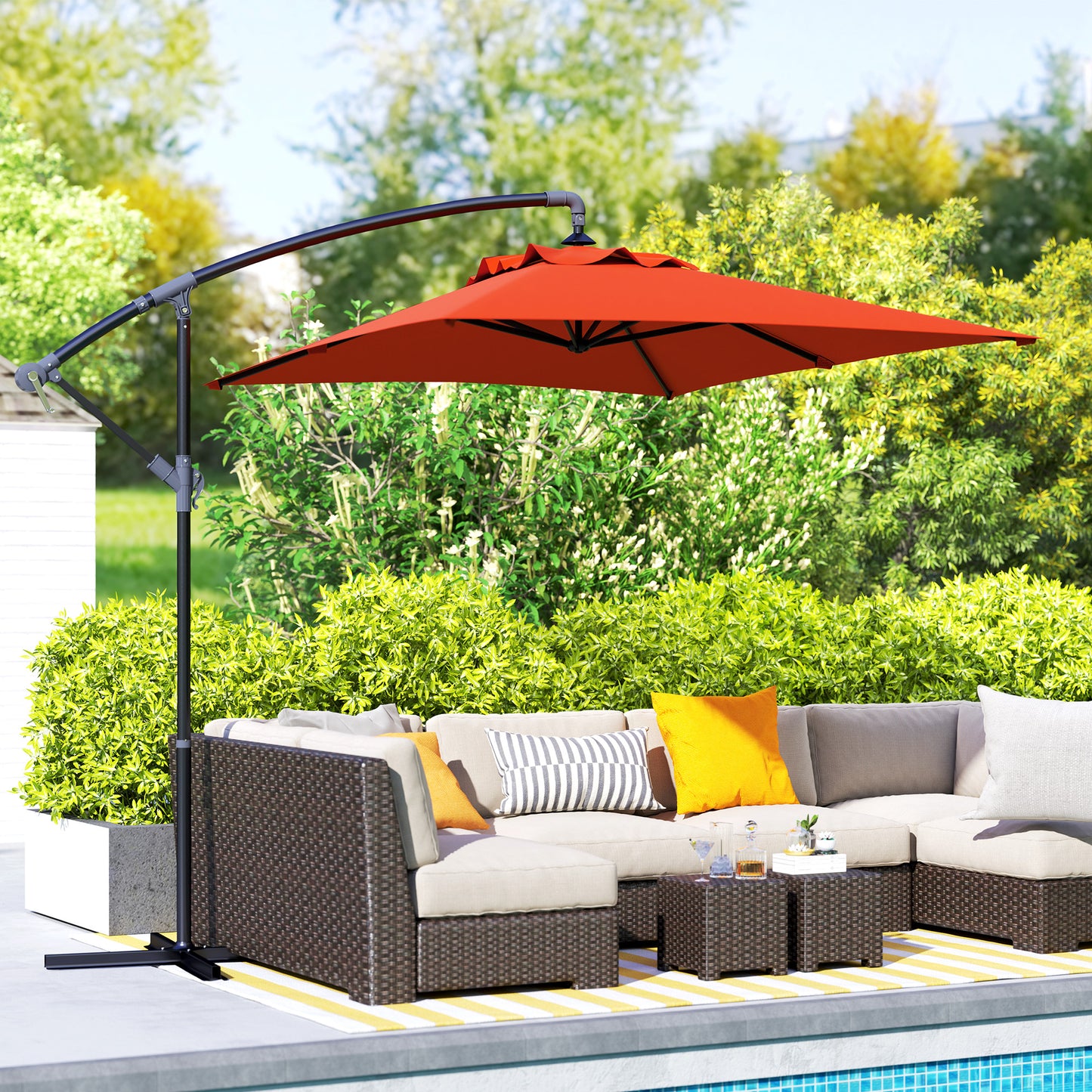 3(m) Cantilever Overhanging Parasol, with Cross Base