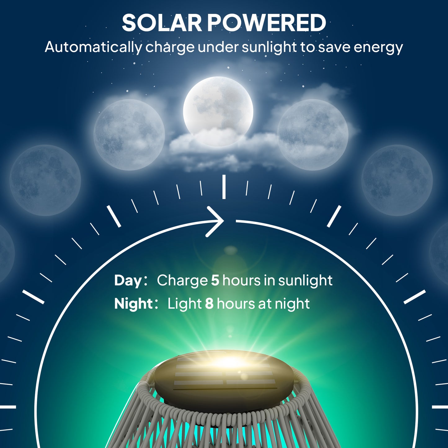 Rattan Solar Lamp, Garden Solar Lantern with Auto On/Off Light