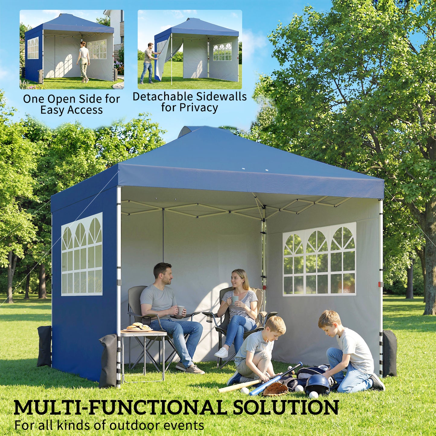 Pop Up Gazebo Waterproof Height Adjustable Canopy