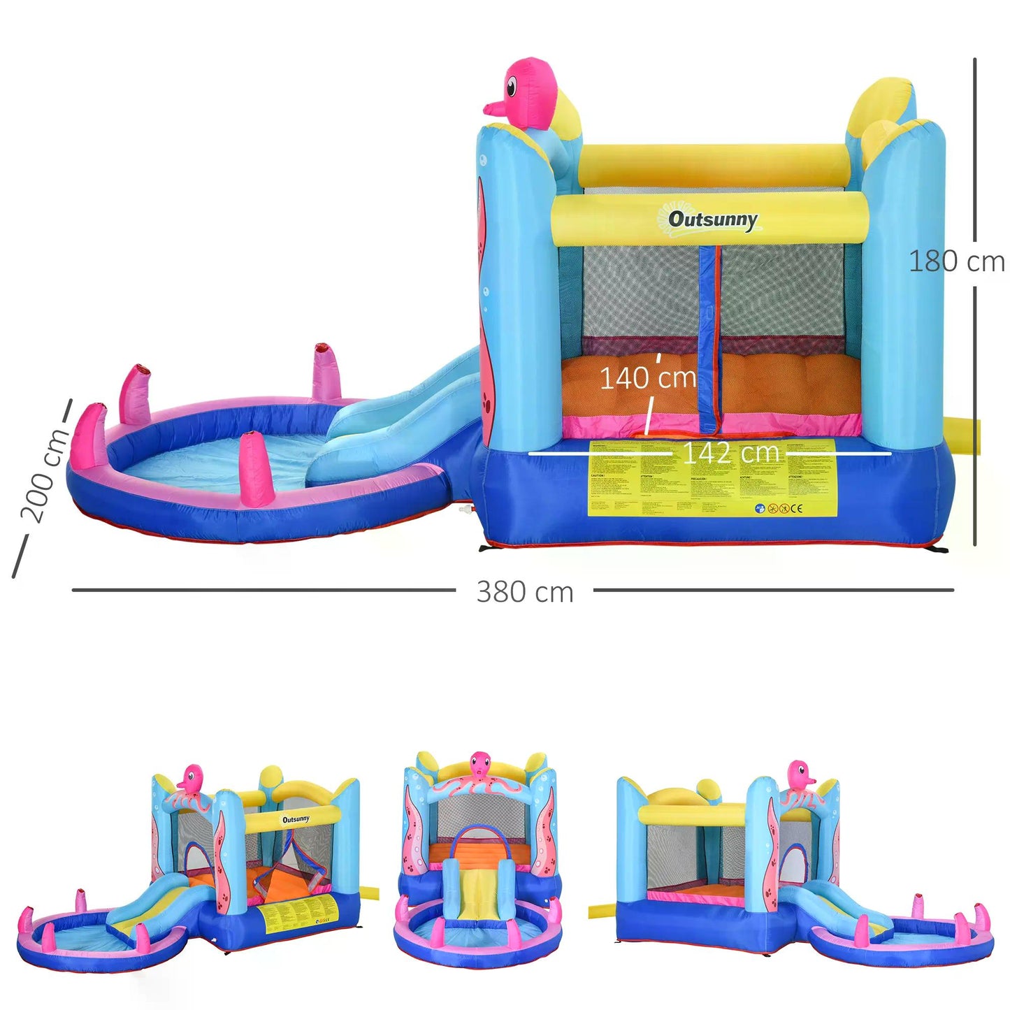 Bounce Castle Inflatable Trampoline Slide Pool Octopus Design 3.8 x
