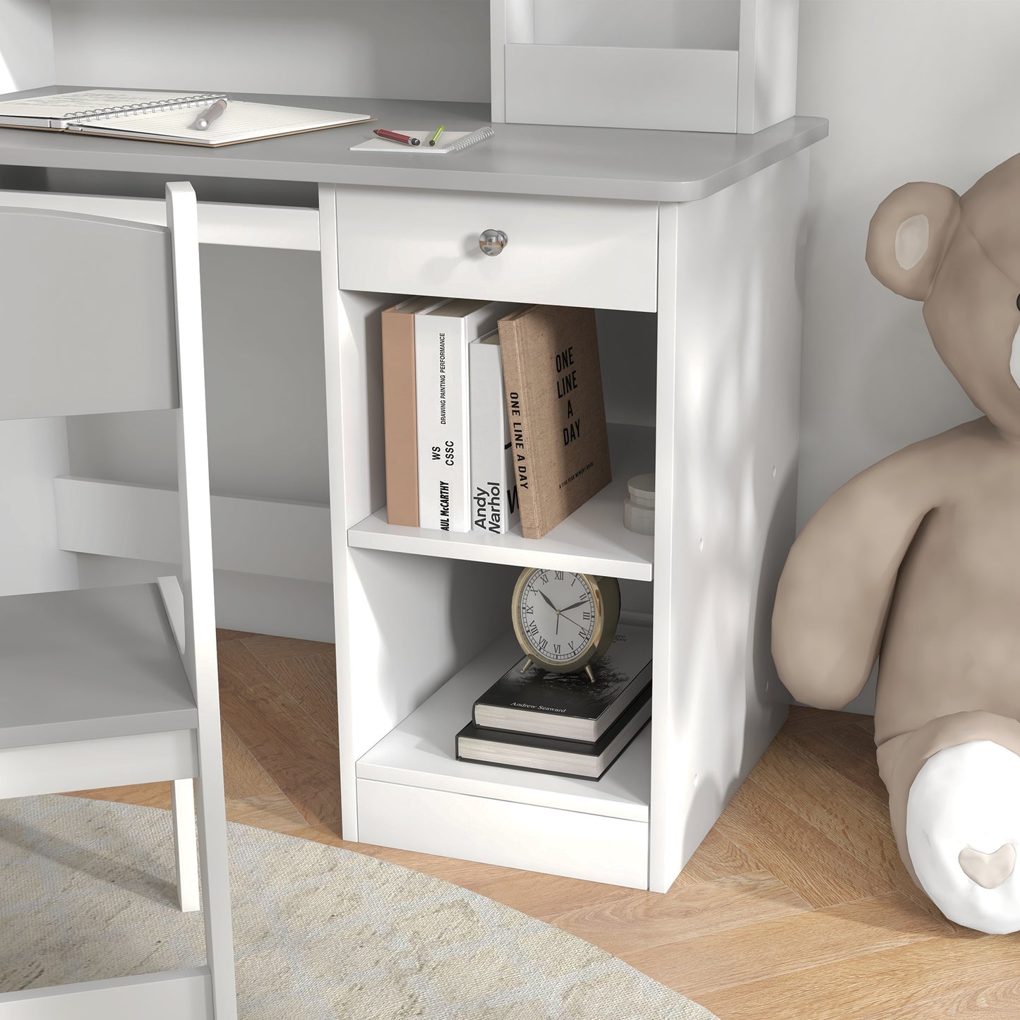 Two-Piece Kids Desk and Chair Set with Storage, for Ages 5-8 Years
