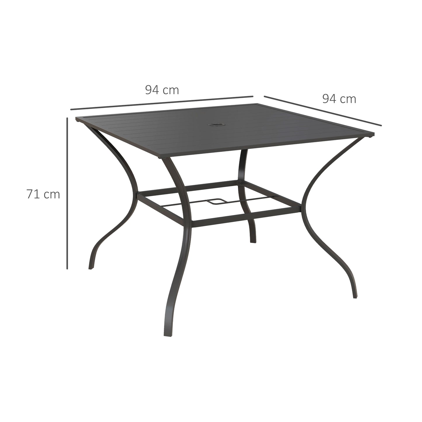 94 x 94 cm Garden Table with Parasol Hole