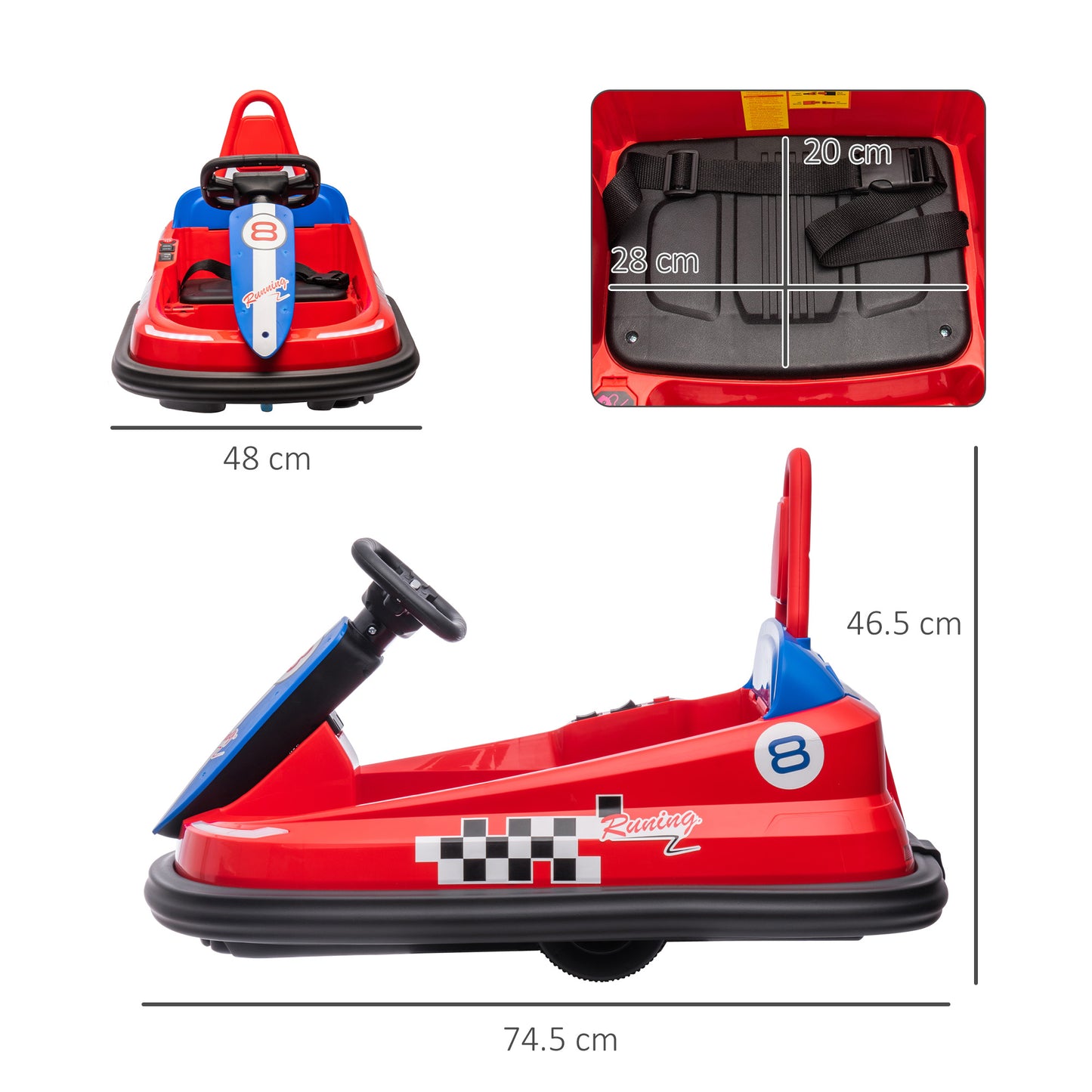 6V Electric Kids Bumper Car, 6V Spin Waltz Car, with Music, Horn