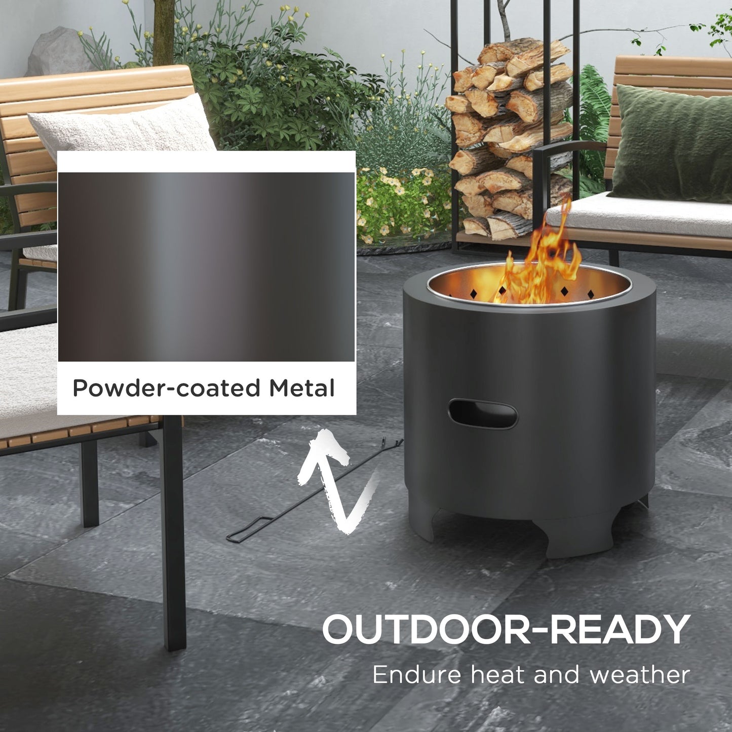 Smokeless Fire Pit, 45cm Portable Wood Burning Firepit