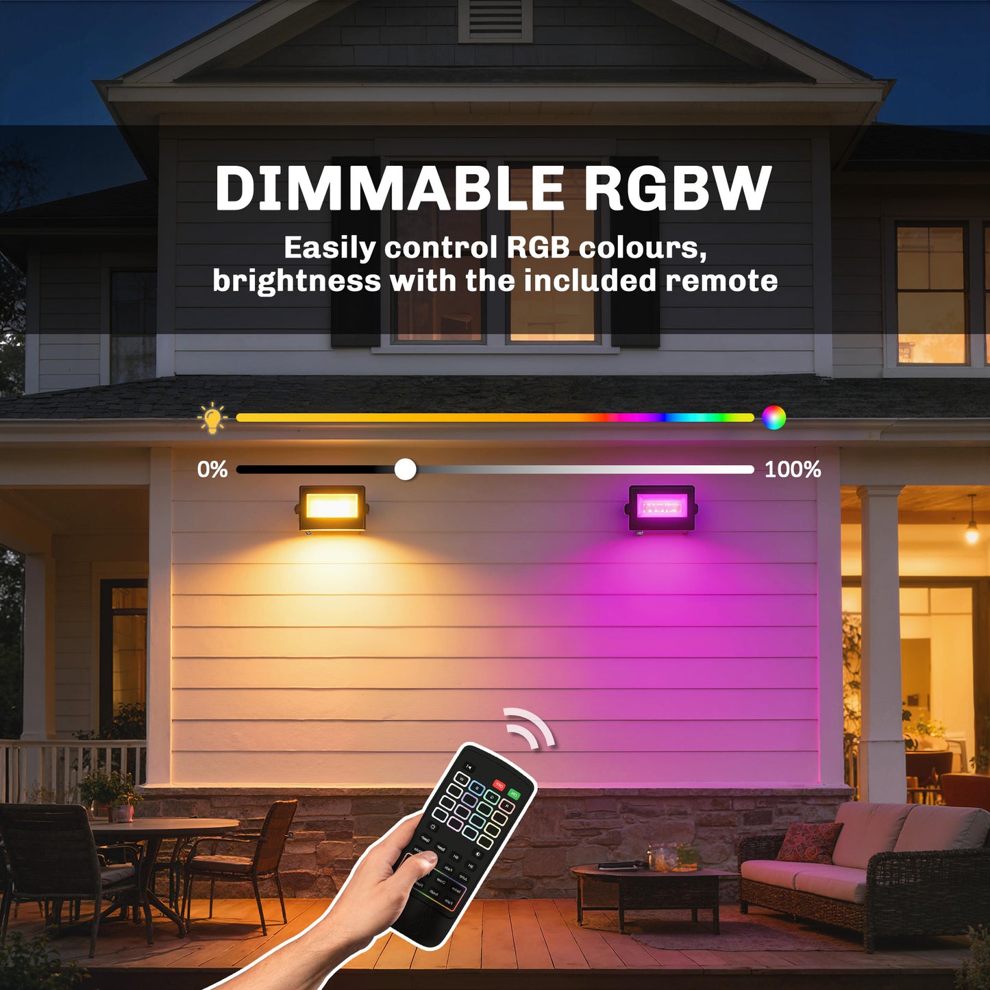 32W LED Floodlights, Linkable 4-Pack Landscape Lighting