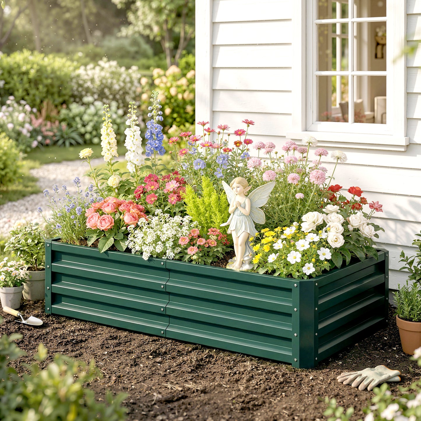 Raised Beds for Garden, Galvanized Outdoor Planters