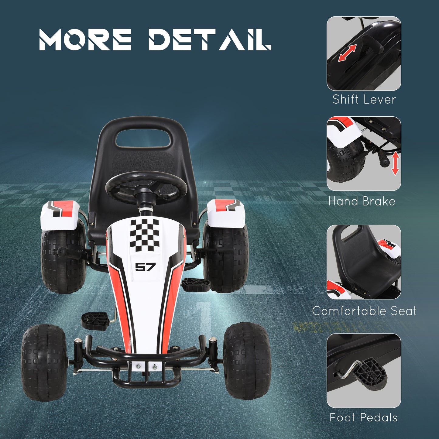 Kids Children Pedal Go Kart Manual Ride On Car w/ Brake Gears