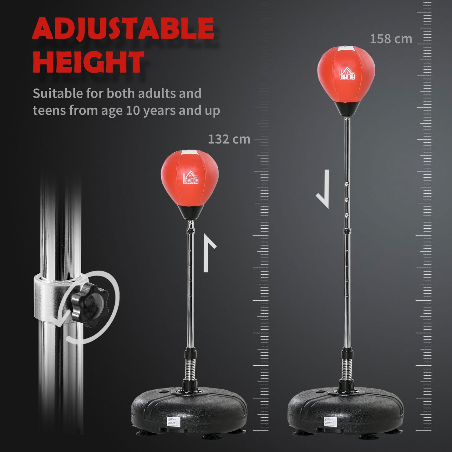 Punching Bag with Stand, 133-151cm Adjustable Height, for Teens