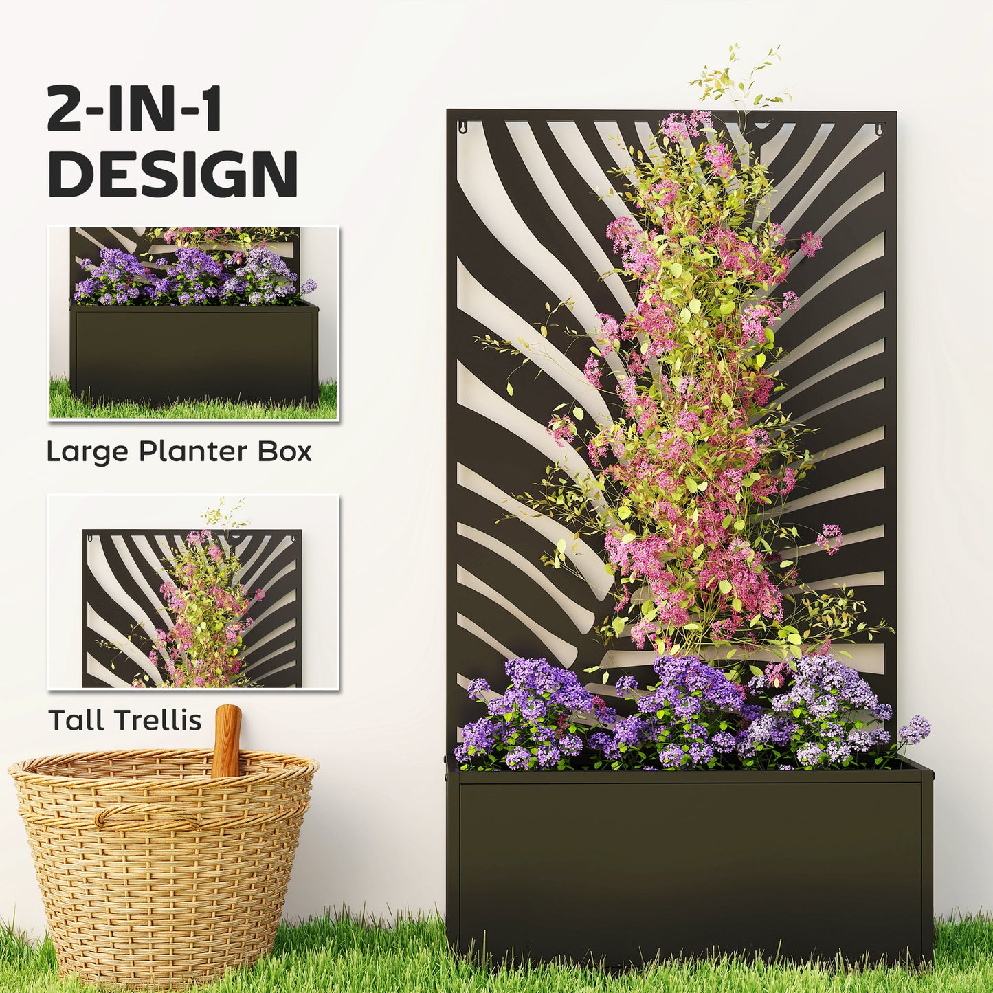 Metal Garden Bed for Garden with Trellis