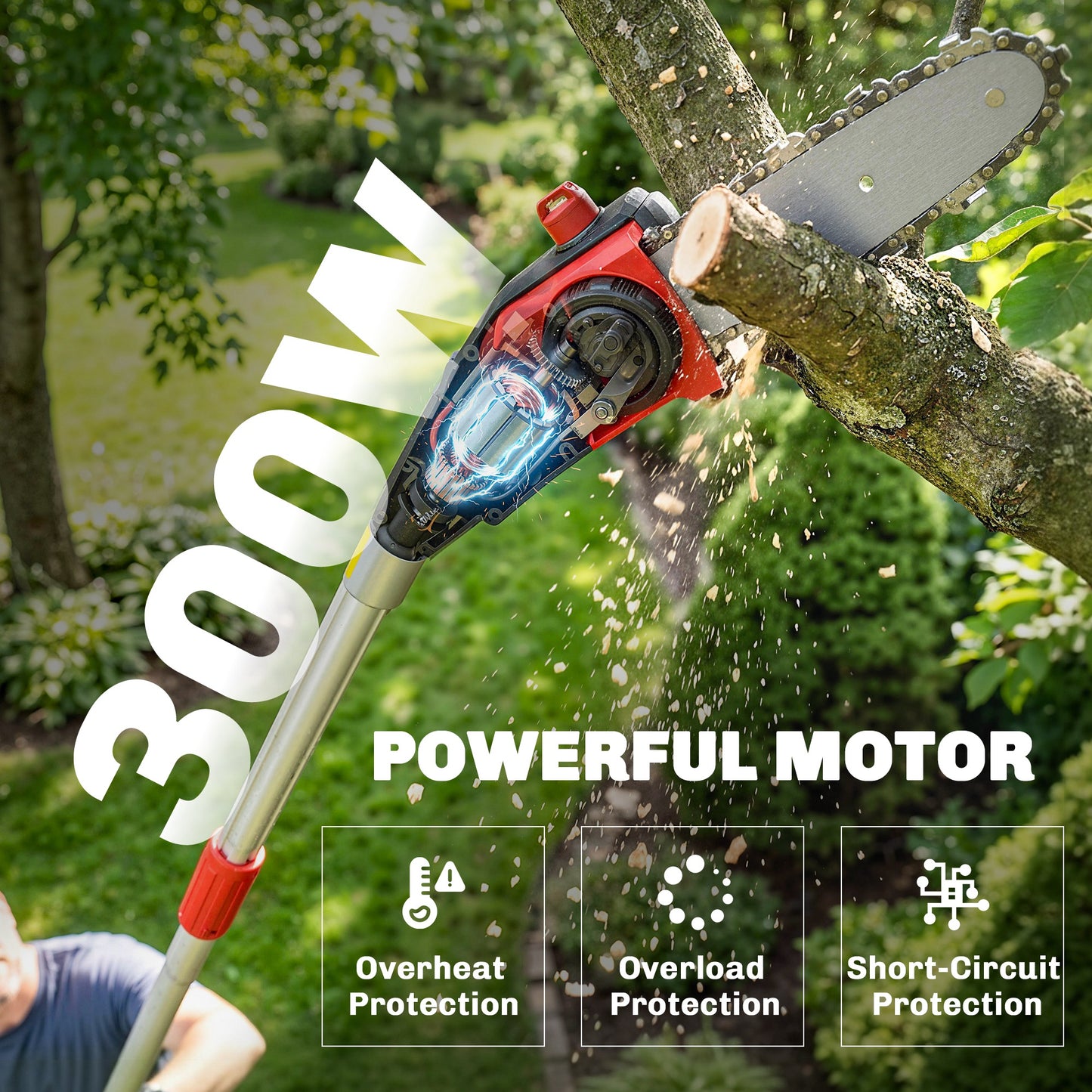 18V 8" Cordless Pole Chainsaw