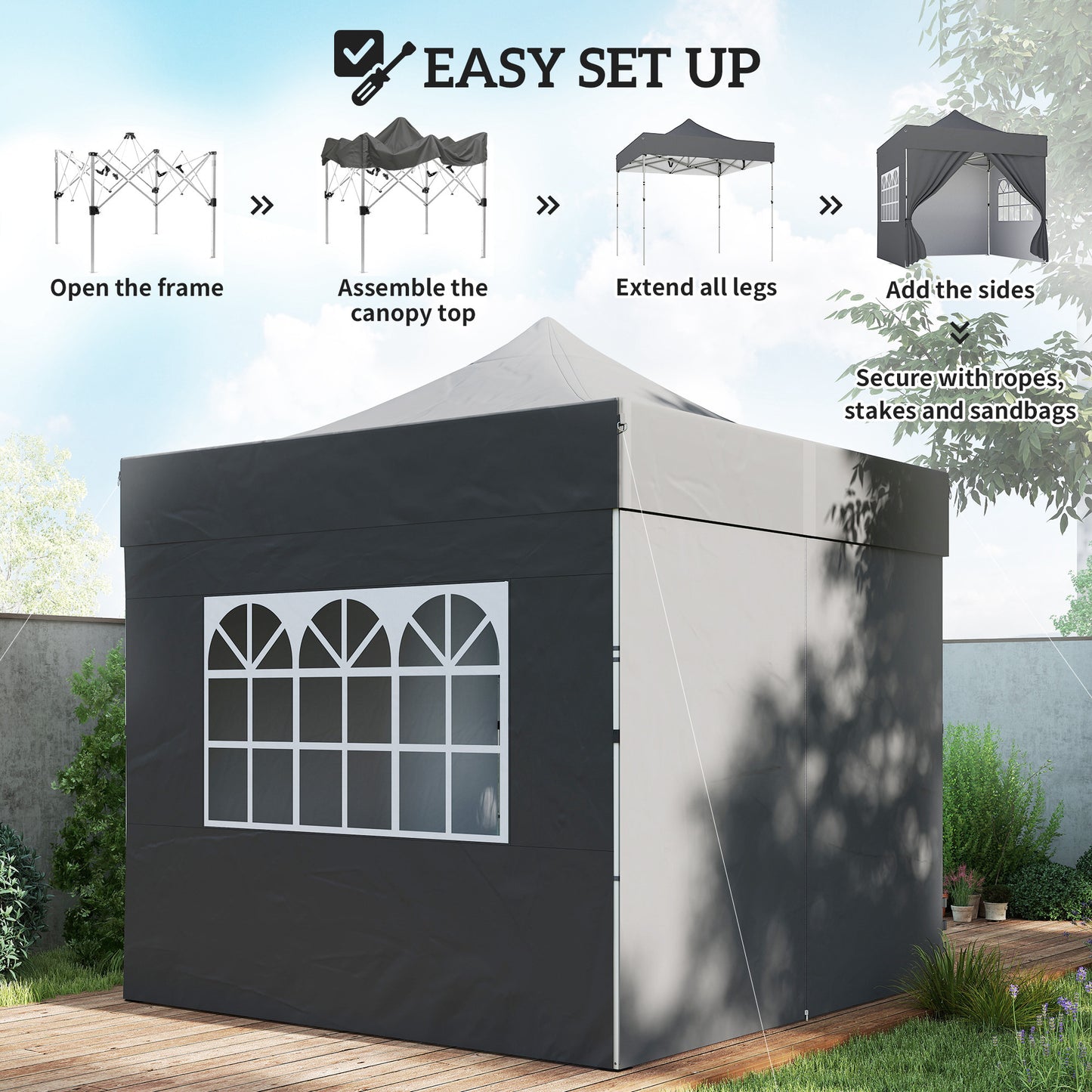 3 x 3 m Pop Up Gazebo with Sidewalls