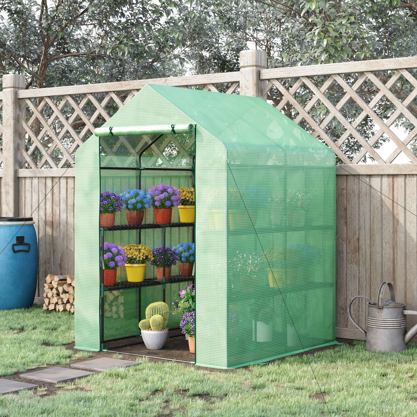Walk in Greenhouse with Shelves Steeple Green House