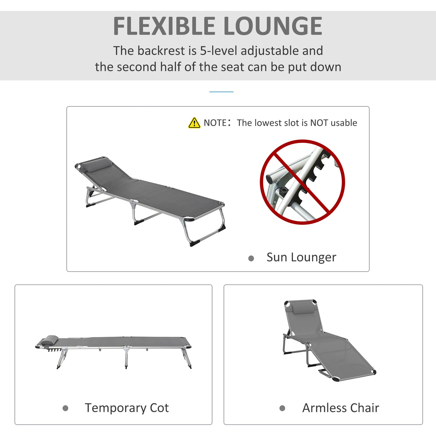 Foldable Outdoor Sun Loungers Set of 2