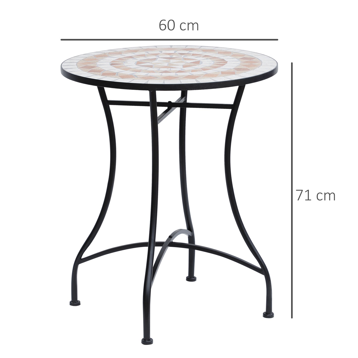 60 cm Mosaic Garden Table, Small Round Outdoor Side Table