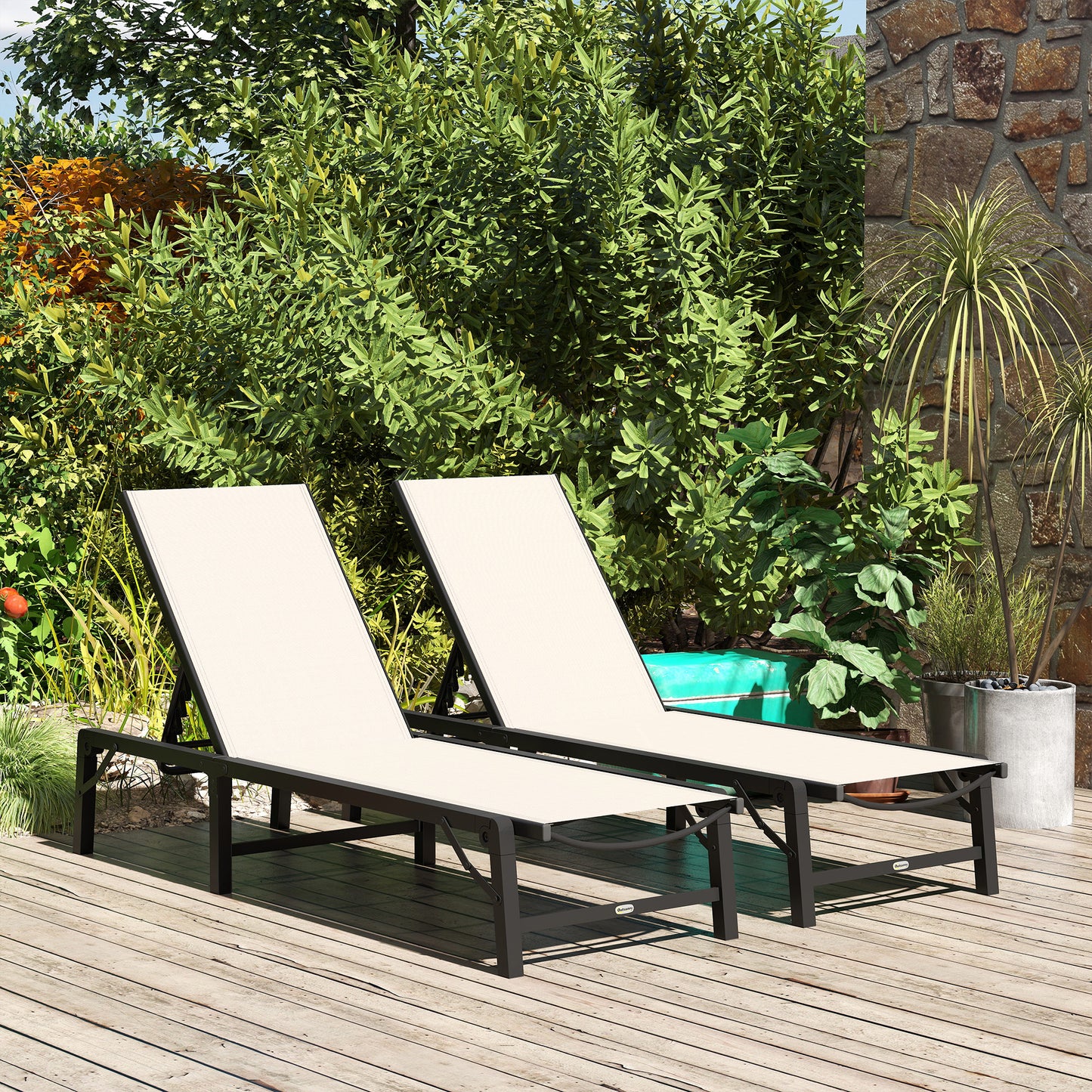 Folding Sun Lounger Set of 2