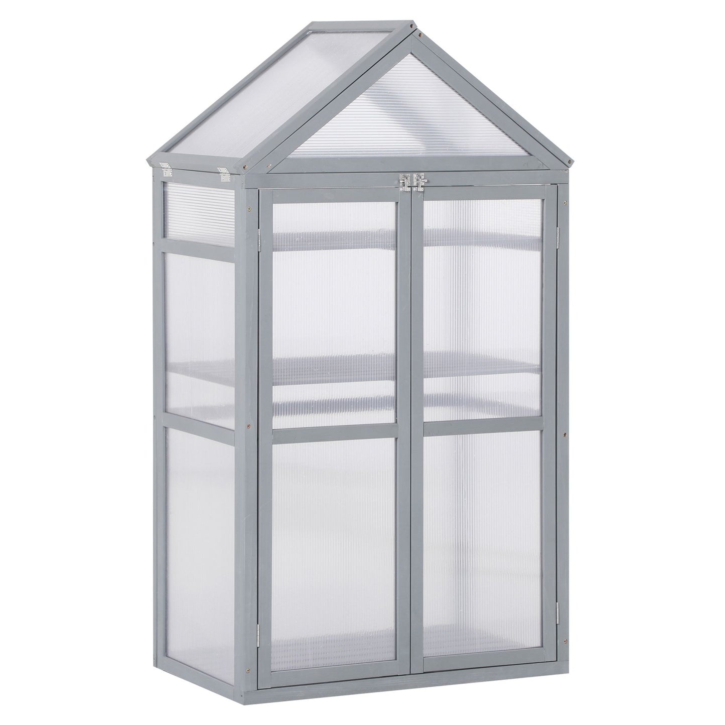 Garden Cold Frame Polycarbonate Greenhouse with Adjustable Shelves