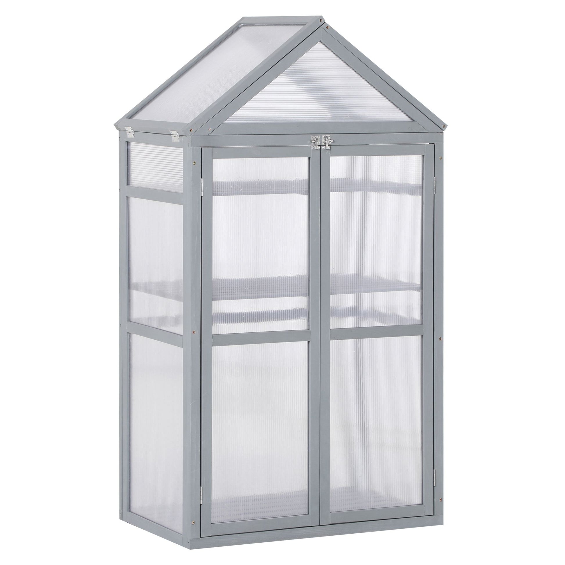 Garden Cold Frame Polycarbonate Greenhouse with Adjustable Shelves
