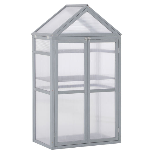 Garden Cold Frame Polycarbonate Greenhouse with Adjustable Shelves