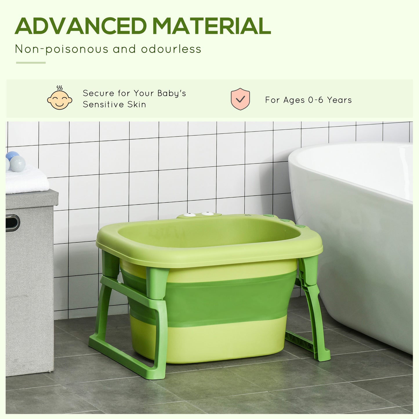 Foldable Baby Bathtub, with Stool