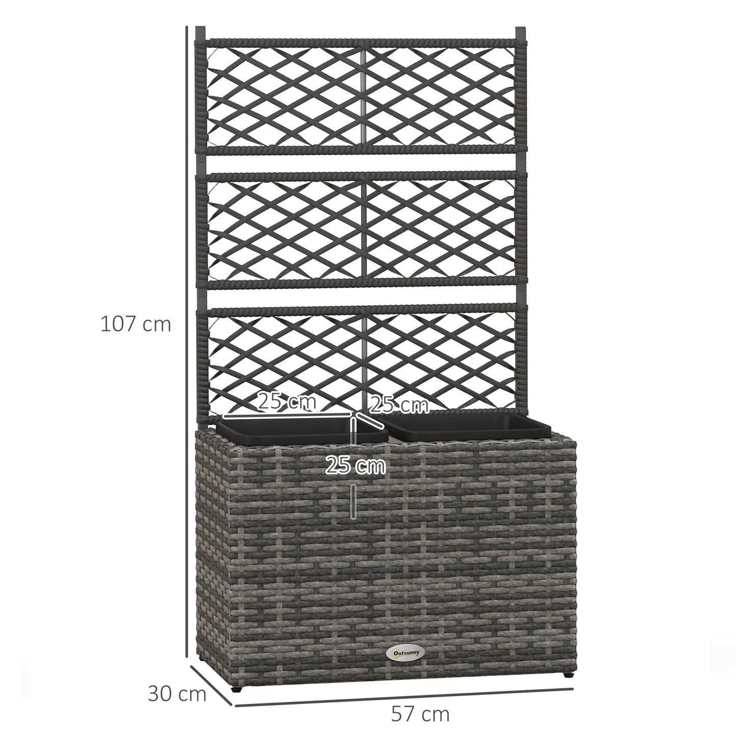 22 L Rattan Planter with Trellis