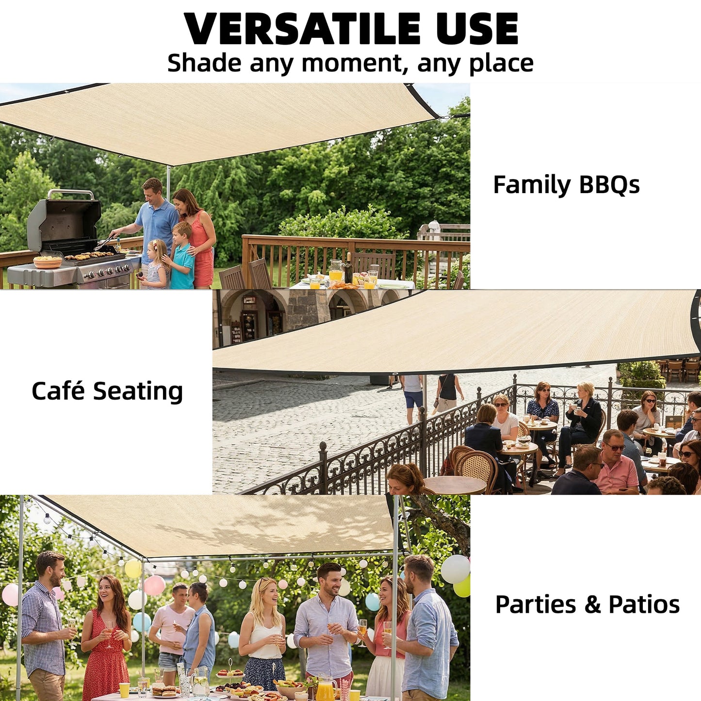 Sun Shade Sail UV Protection Canopy with Stainless Steel Eyelets
